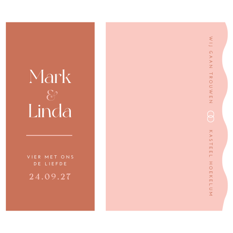 Trouwkaart stapelkaart golf modern terracotta