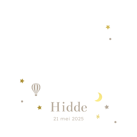 Geboortekaartje neutraal stans doorkijkje zeshoek goudfolie