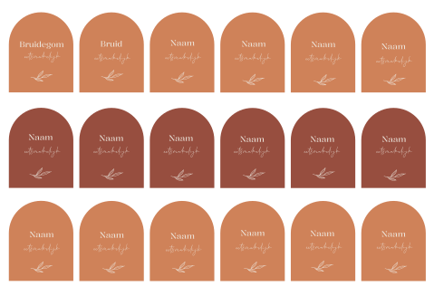Naamkaartjes bruiloft boogvorm autumn chique