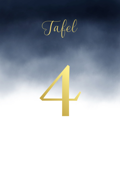 Tafelnummer kaart bruiloft watercolor blue