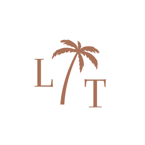 Sluitsticker trouwkaart Lisanne & Thijs wit palmboom initialen