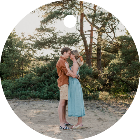 Rond label met foto voor bij trouwkaart - 16 stuks