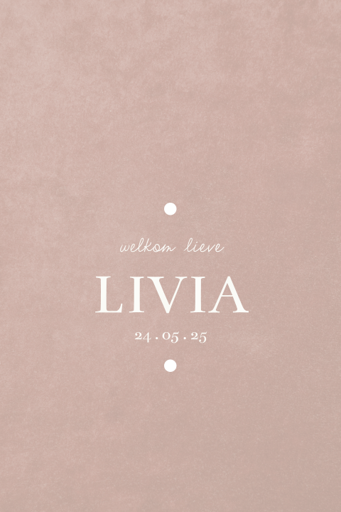 Geboortekaartje stans droogbloemen meisje velvet oudroze