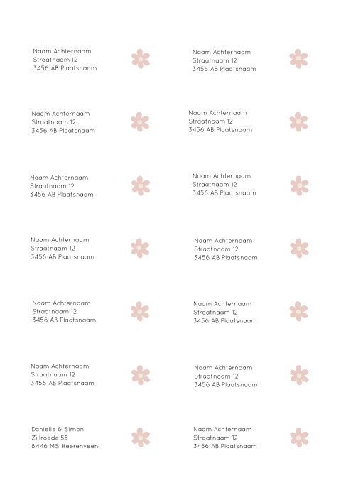 Adresstickers geboortekaartje Romee