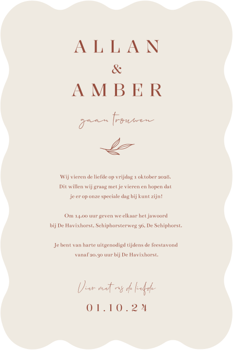 Trouwkaart feestgasten golf stans modern Autumn Chique