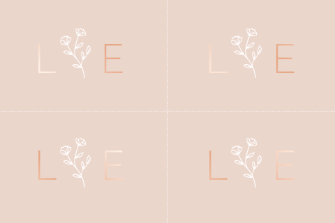 Trouwkaart label lichtroze rosefolie bloem trouwlogo