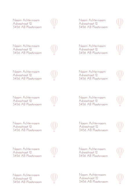 Adresstickers geboortekaartje Sophia luchtballon