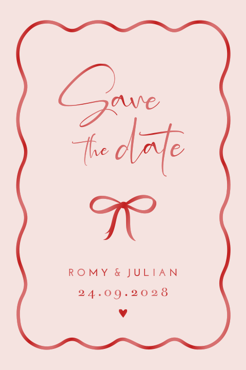 save the date kaart modern strik roze