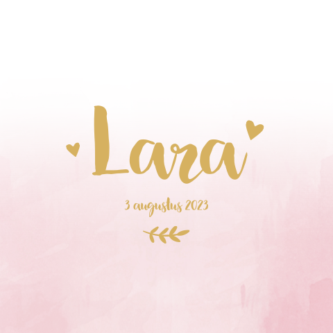 Geboortekaartje meisje watercolor met hartjes en takjes