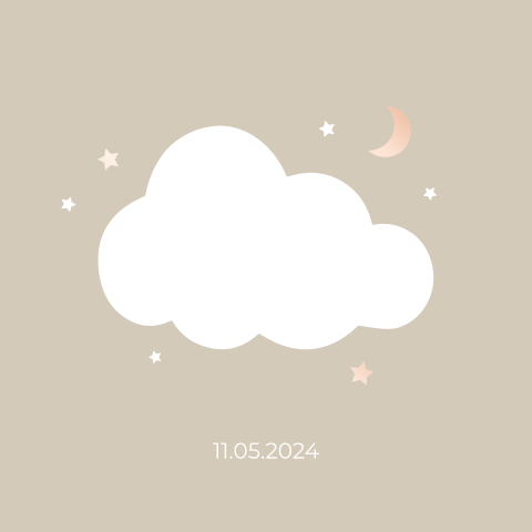 Geboortekaartje stans doorkijkje wolk neutraal rosefolie