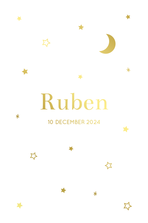 Geboortekaartje kalkpapier voorzijde sterrenhemel & goudfolie