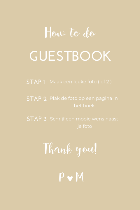 Kaart bij gastenboek - golden days