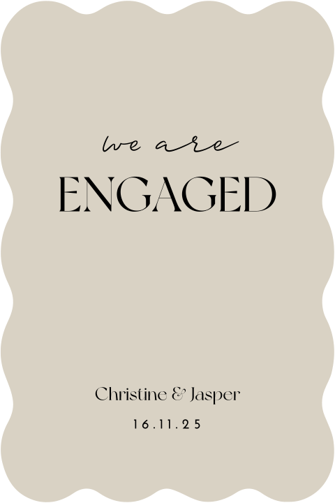 Verlovingskaart golfvorm beige zwart True Elegance