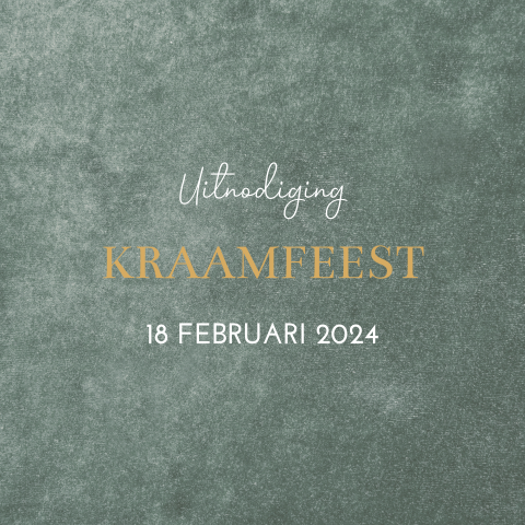 Kraamfeest uitnodiging Thijmen groen velvet look