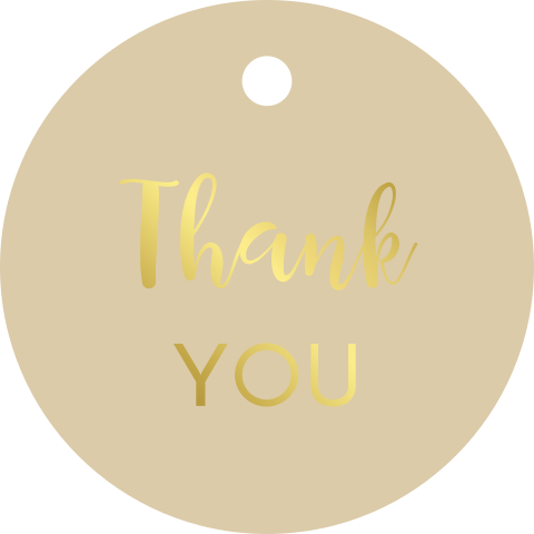 Label bedankjes bruiloft rond goud goudfolie - 16 stuks
