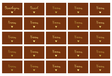 Naamkaartjes in roest met goudfolie - 25 stuks 8x5 cm