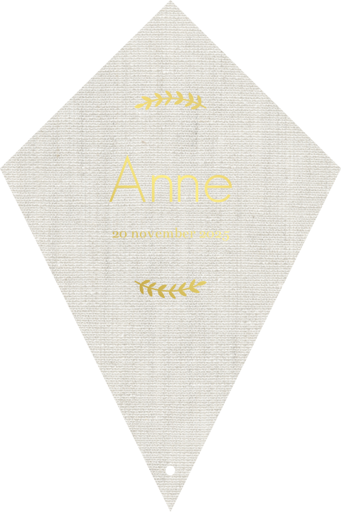 Geboortekaartje vlieger linnen look goudfolie