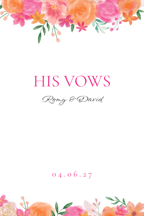 Geloftenboekje bruiloft bloemen kleurrijk his vows