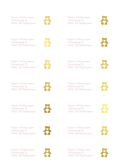 Adresstickers geboortekaartje rond Olivia beertje 