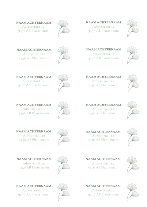Adresstickers trouwkaart rond Ginkgo Love