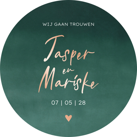 Trouwkaart stans vorm cirkel donkergroen rosefolie