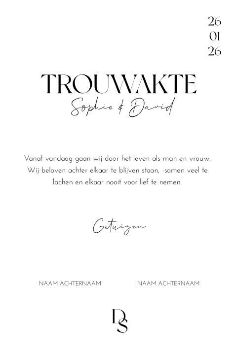 Trouwakte bruiloft ceremonie Modern Chic