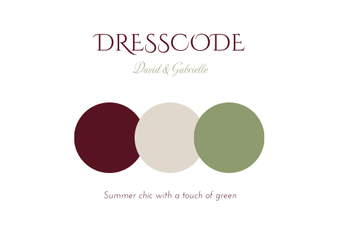 Dresscode kaartje bruiloft Burgundy grace