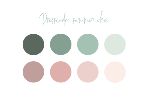 Dresscode kaartje kleuren bolletjes bruiloft