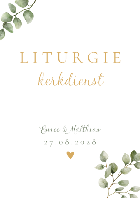 Liturgie boekje trouwdienst Eucalyptus Elegance