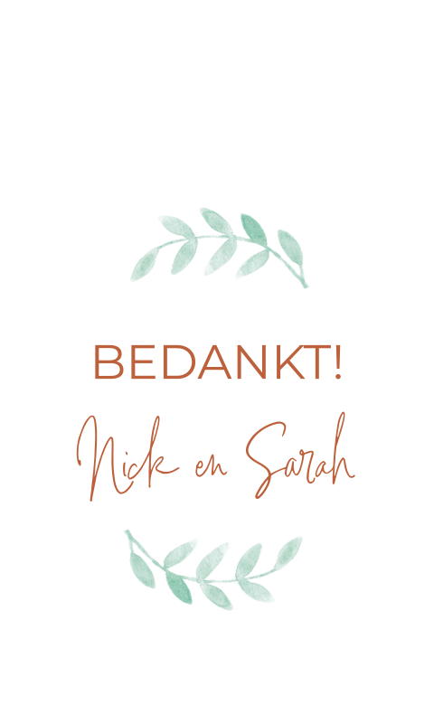 Labels bedankjes bruiloft botanisch takjes