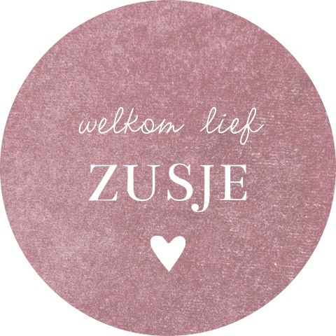 Sluitsticker geboortekaartje meisje welkom zusje velvet