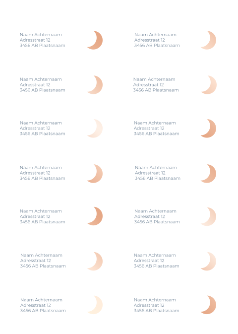 Adresstickers geboortekaartje rond Daan maan