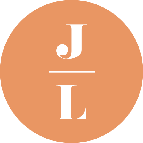 Sluitsticker trouwkaart oranje Jeroen & Laura modern initialen