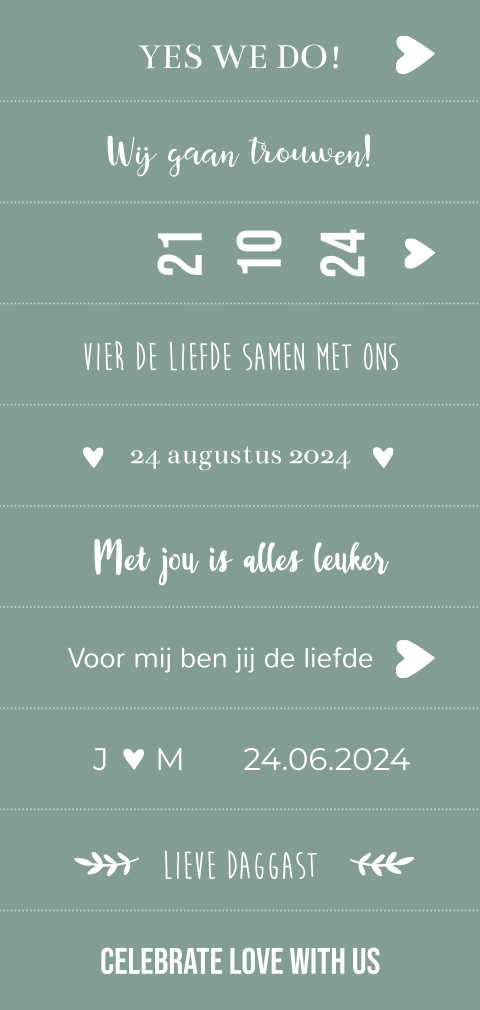 DIY labels groen trouwkaart label