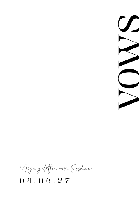 Geloftenboekje trouwkaart modern zwart his vows