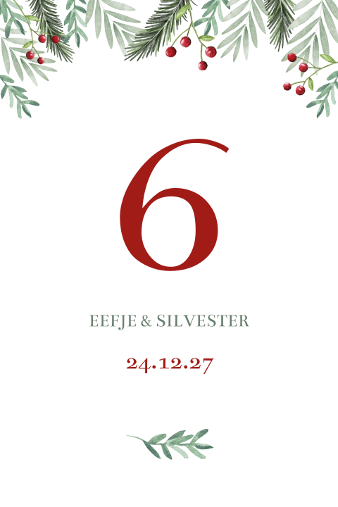 Tafelnummer kaart bruiloft Christmas Love