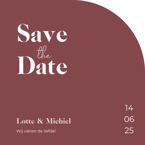 Save the date boog vorm rood modern