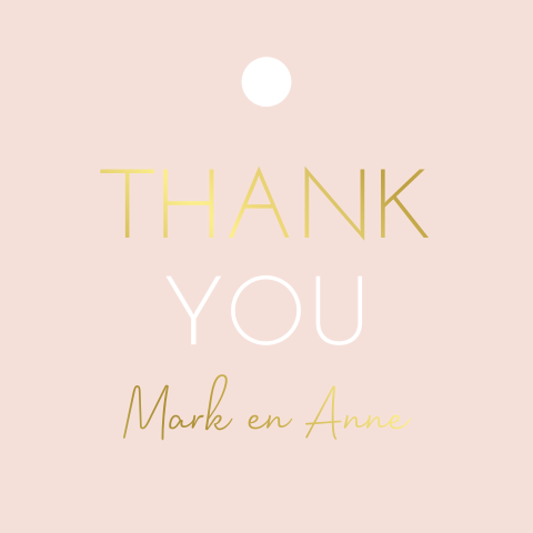 Label bedankjes bruiloft vierkant roze modern goudfolie - 16 stuks