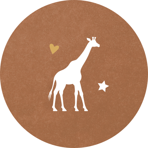 Sluitsticker geboortekaartje Noud roestbruin giraffe