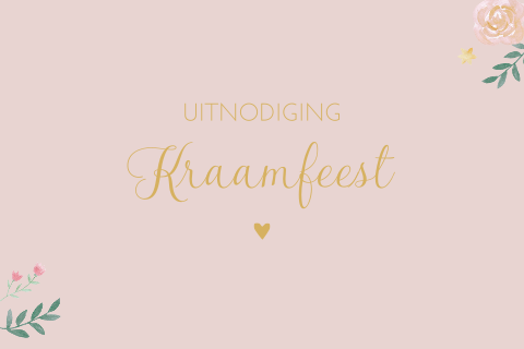 Kraamfeest uitnodiging Madelief roze bloemen watercolor