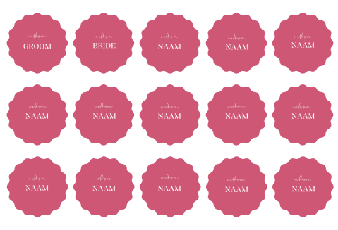 Naamkaartjes bruiloft golf modern roze - 15 stuks 8x8 cm