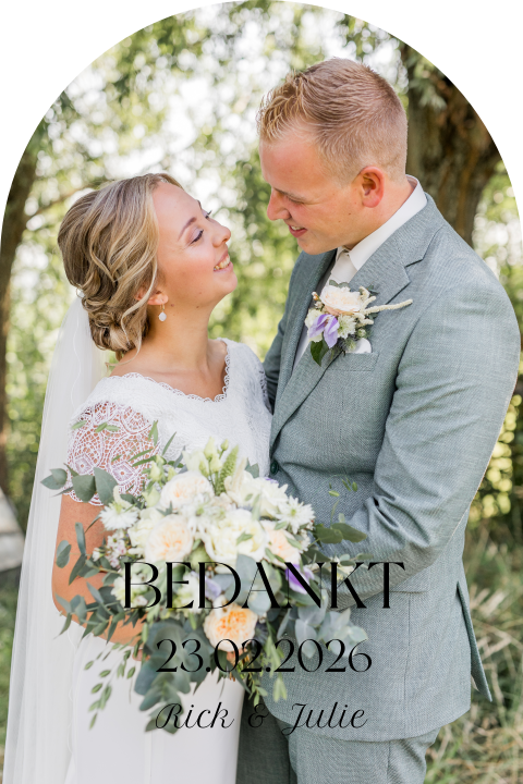 Bedankkaart bruiloft boogvorm stans foto Endless chic