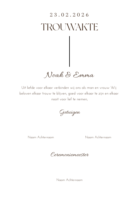 Trouwakte bruiloft Velvet Brown