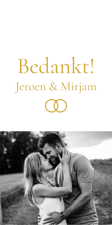 Label bedankjes bruiloft foto ringen klassiek - 18 stuks