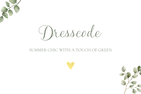 Dresscode kaartje botanisch groen met takjes Eucalyptus Elegance