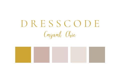 Dresscode kaartje kleuren roze goud beige