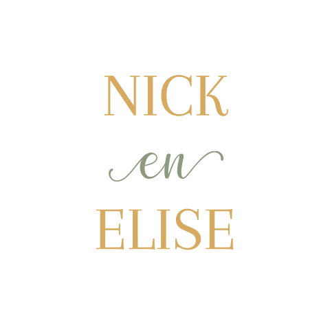 Sluitsticker trouwkaart Nick & Elise wit modern namen