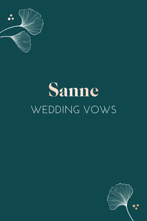 Geloftenboekje trouwkaart groen ginkgo rosefolie her vows