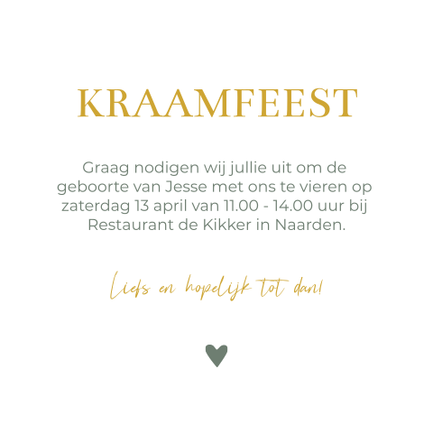 Kraamfeest uitnodiging Jesse wit