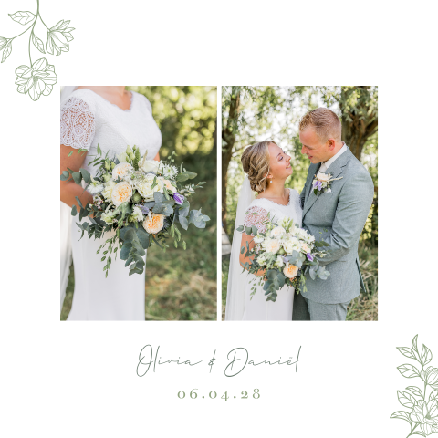 Bedankkaart bruiloft botanisch foto Garden Flowers